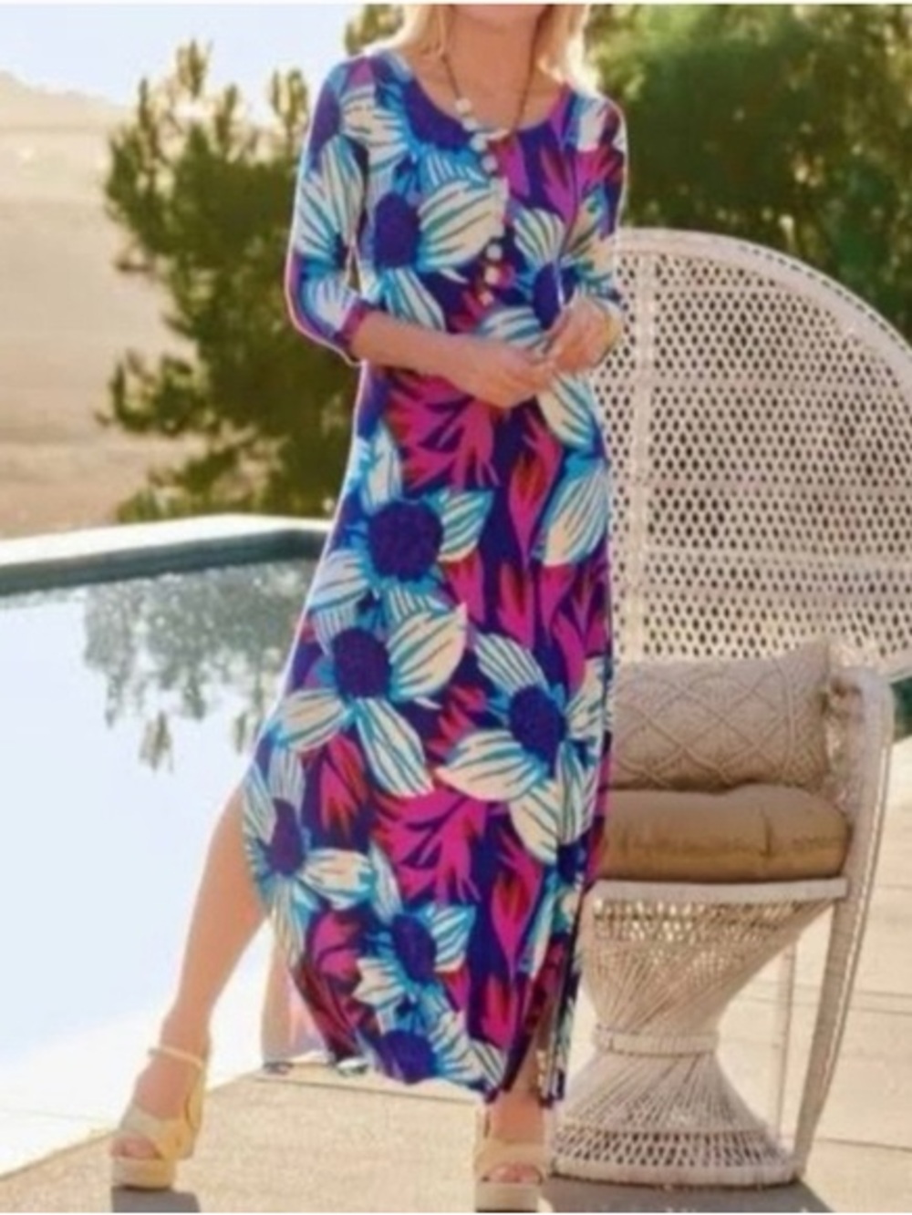 soft Surroundings Serena floral  maxi dress